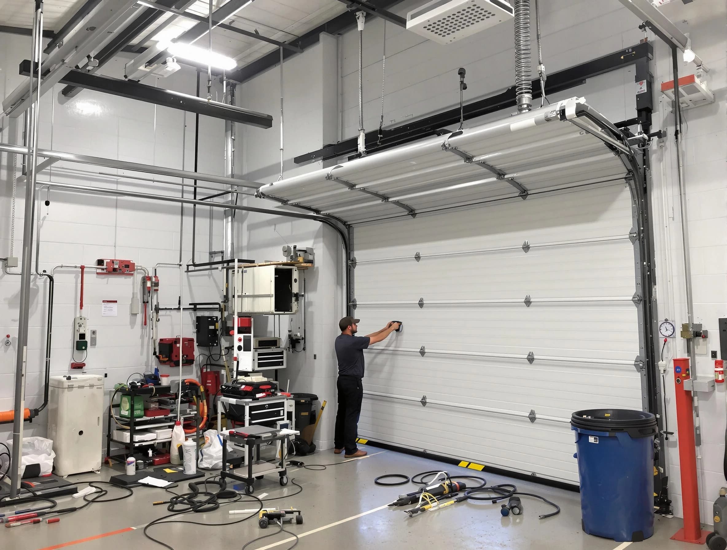 Millburn Garage Door Repair certified technician performing commercial door repair at a Millburn business facility