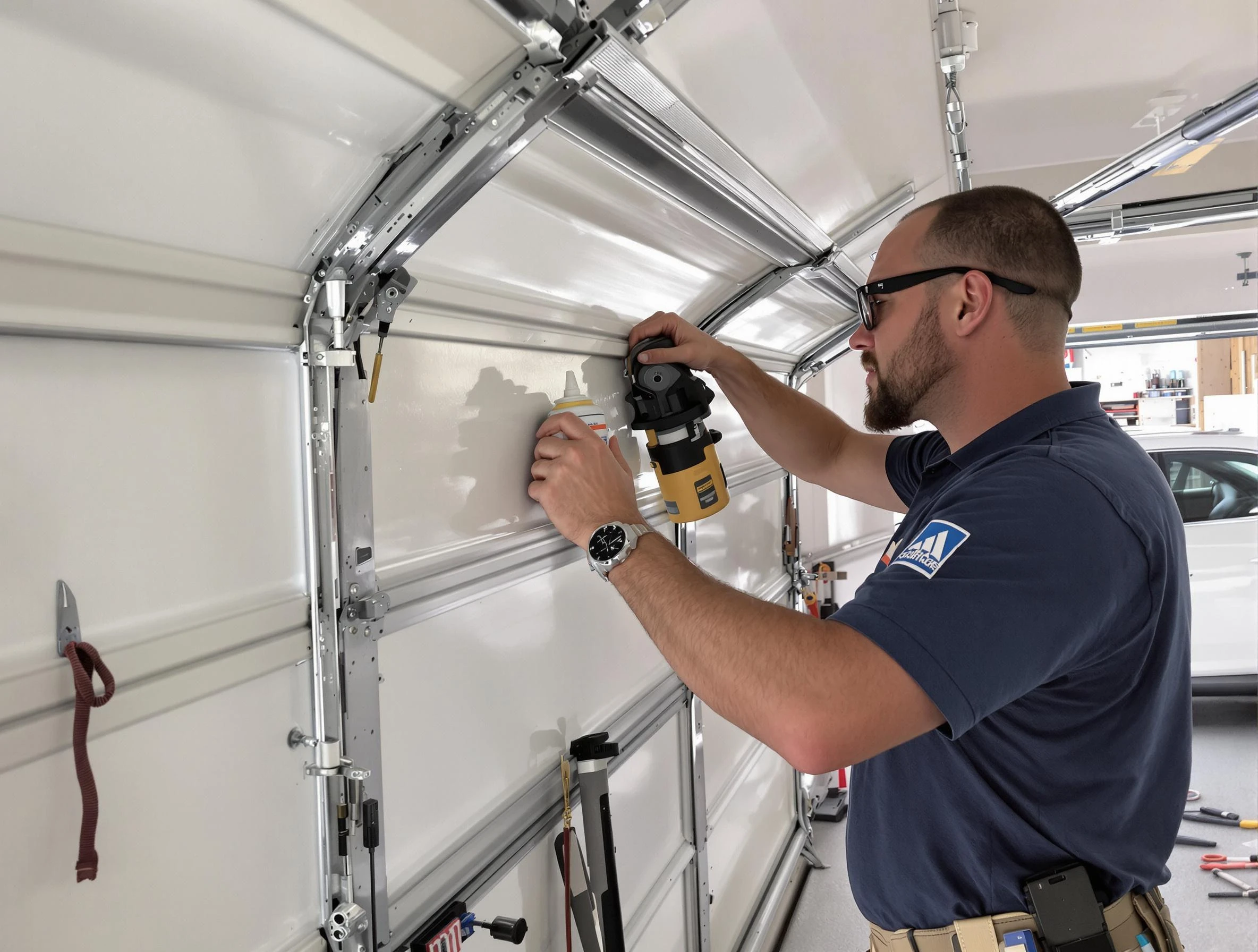 Millburn Garage Door Repair technician performing comprehensive noise reduction service in Millburn