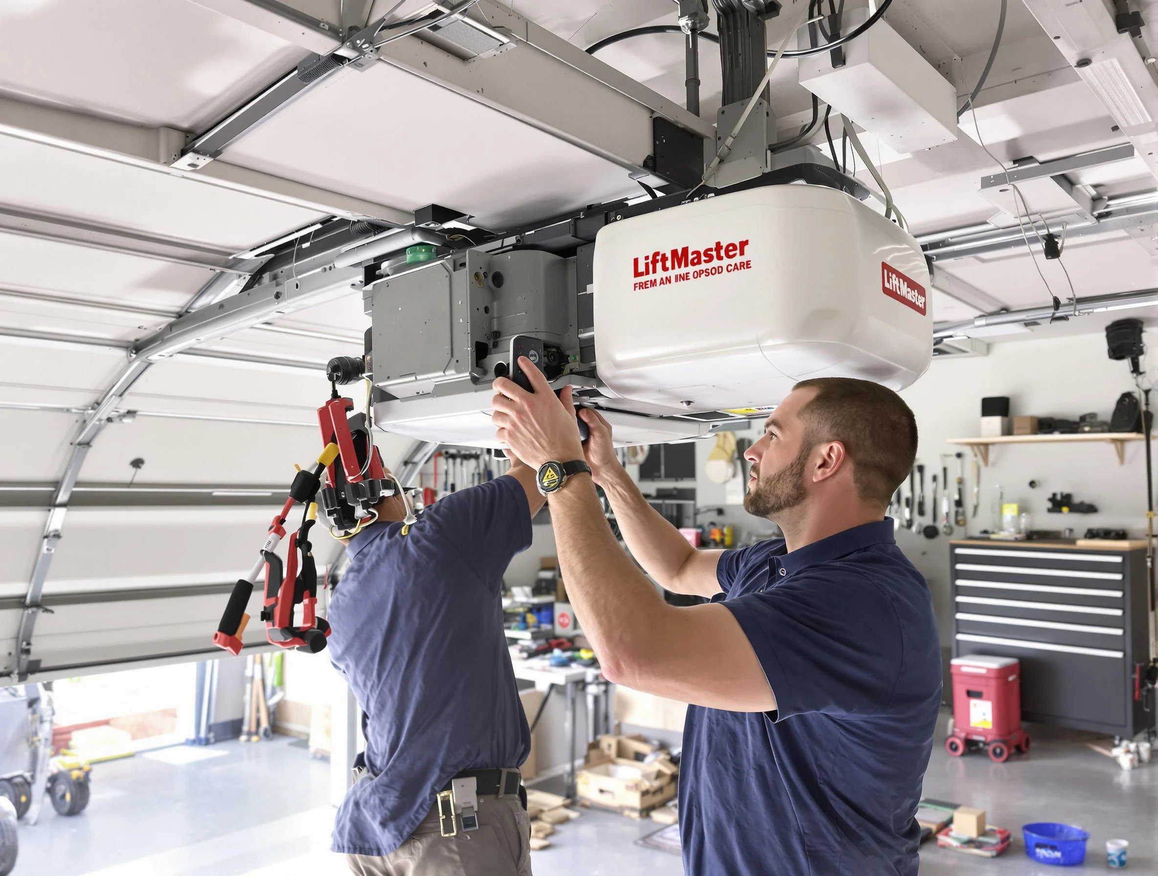 Millburn Garage Door Repair technician performing advanced diagnostics on garage opener in Millburn